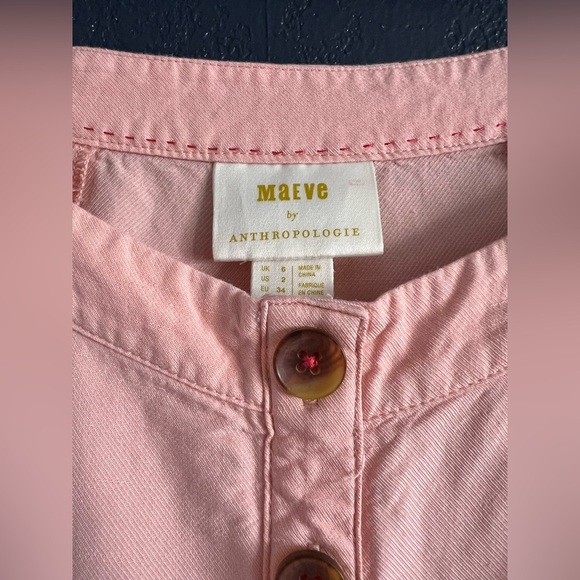 Anthropologie Maeve Peach Alanis Linen Blend Blouse - Picture 4 of 4